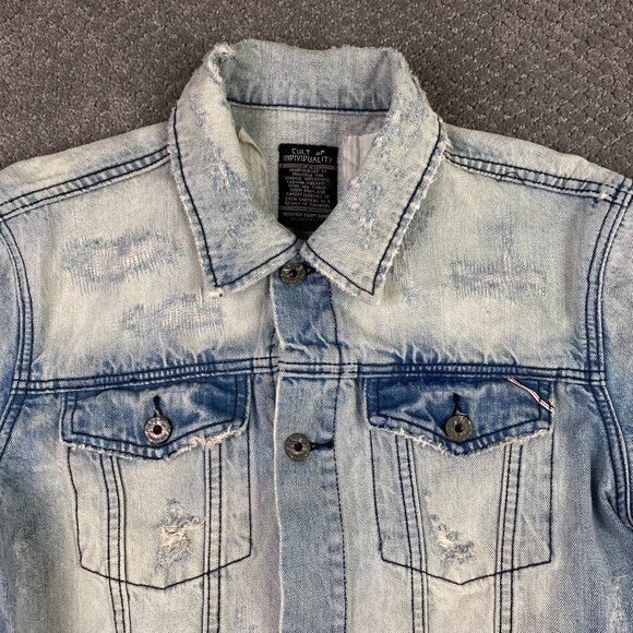 Cult of Individuality Denim Jean Jacket Men's Medium Blue Cotton - Picture 2 of 16